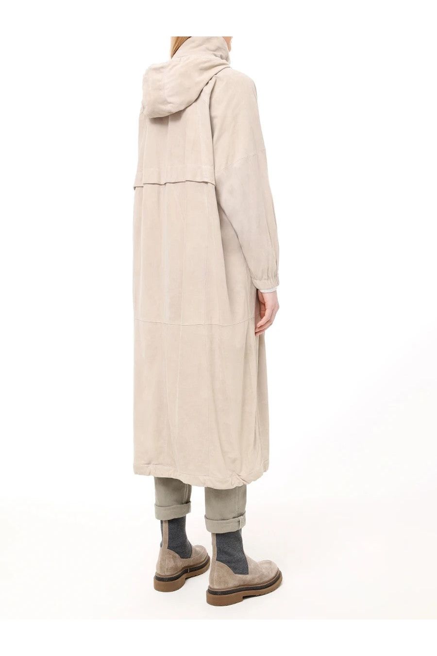 Women's Light Beige Leather Hooded Jacket – Eclipse Sample Sales