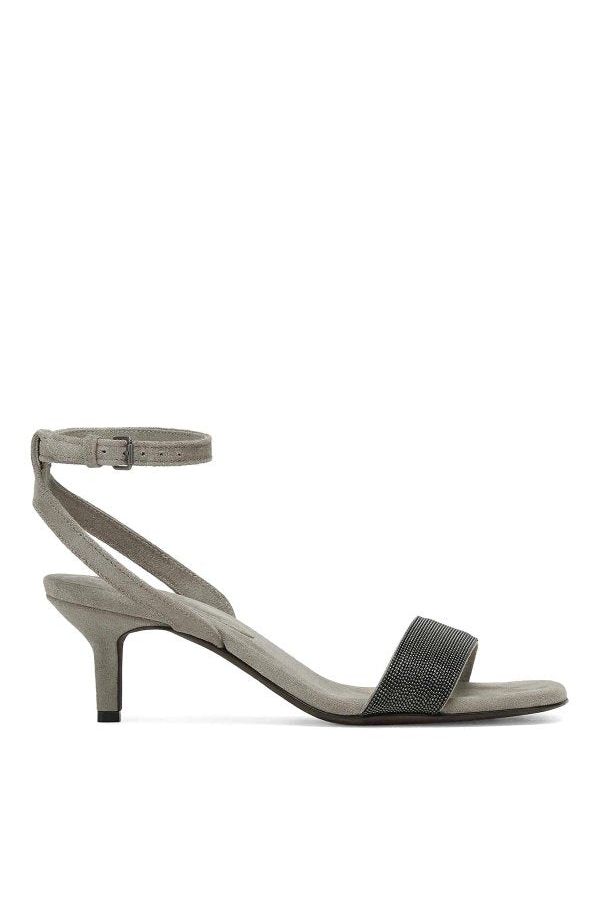 Brunello Cucinelli Women's Light Grey Suede Sandals