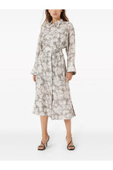 Women's Light Grey Silk Shirt Dress