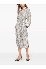 Women's Light Grey Silk Shirt Dress