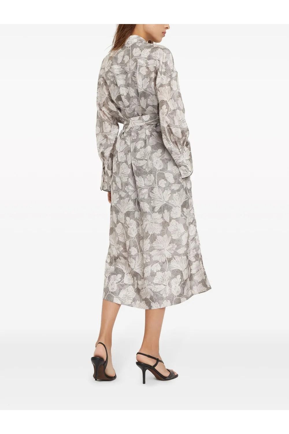 Women's Light Grey Silk Shirt Dress
