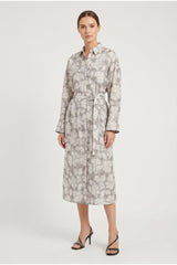 Women's Light Grey Silk Shirt Dress