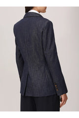 Brunello Cucinelli Women's Dark Blue Double Breasted Blazer
