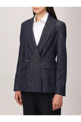 Brunello Cucinelli Women's Dark Blue Double Breasted Blazer
