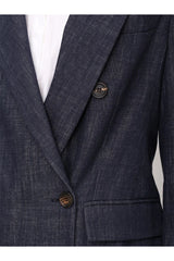 Brunello Cucinelli Women's Dark Blue Double Breasted Blazer