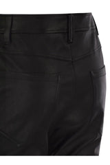 Women's Black Leather Straight Trousers