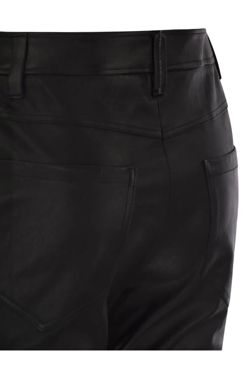 Women's Black Leather Straight Trousers