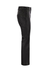 Women's Black Leather Straight Trousers