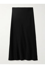 Women's Black Silk Blend Midi Skirt