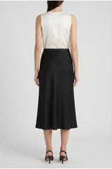 Women's Black Silk Blend Midi Skirt