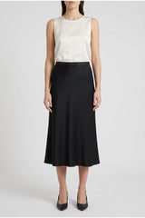 Women's Black Silk Blend Midi Skirt