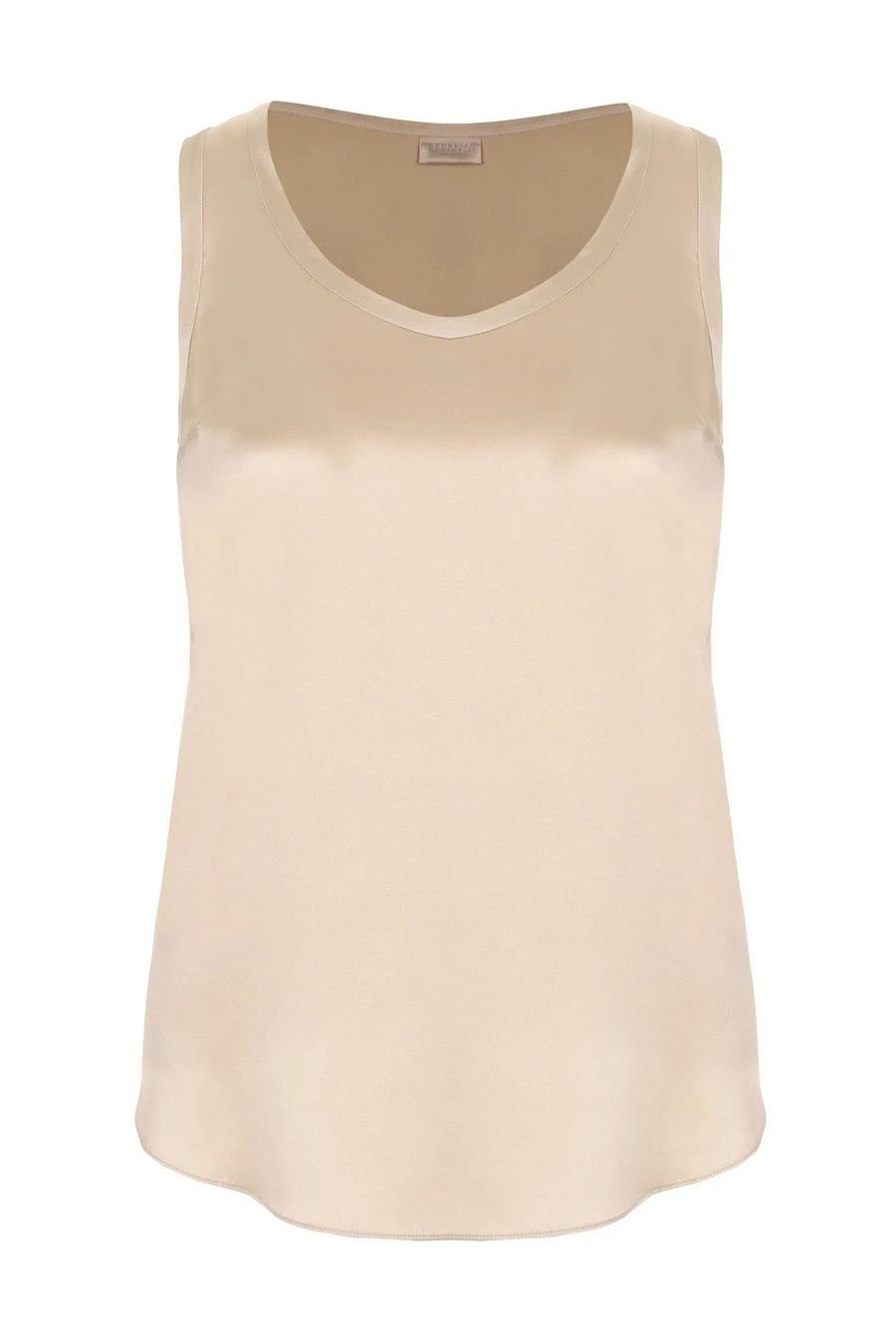 Brunello Cucinelli Women's Light Gold Silk Tank Top