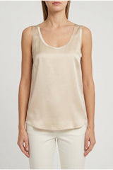 Brunello Cucinelli Women's Light Gold Silk Tank Top