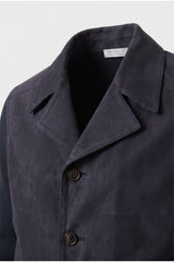 Men's Dark Blue Leather Knit Jacket