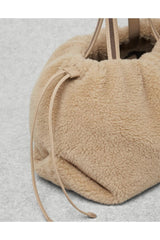 Women's Beige Shearling Tote Bag