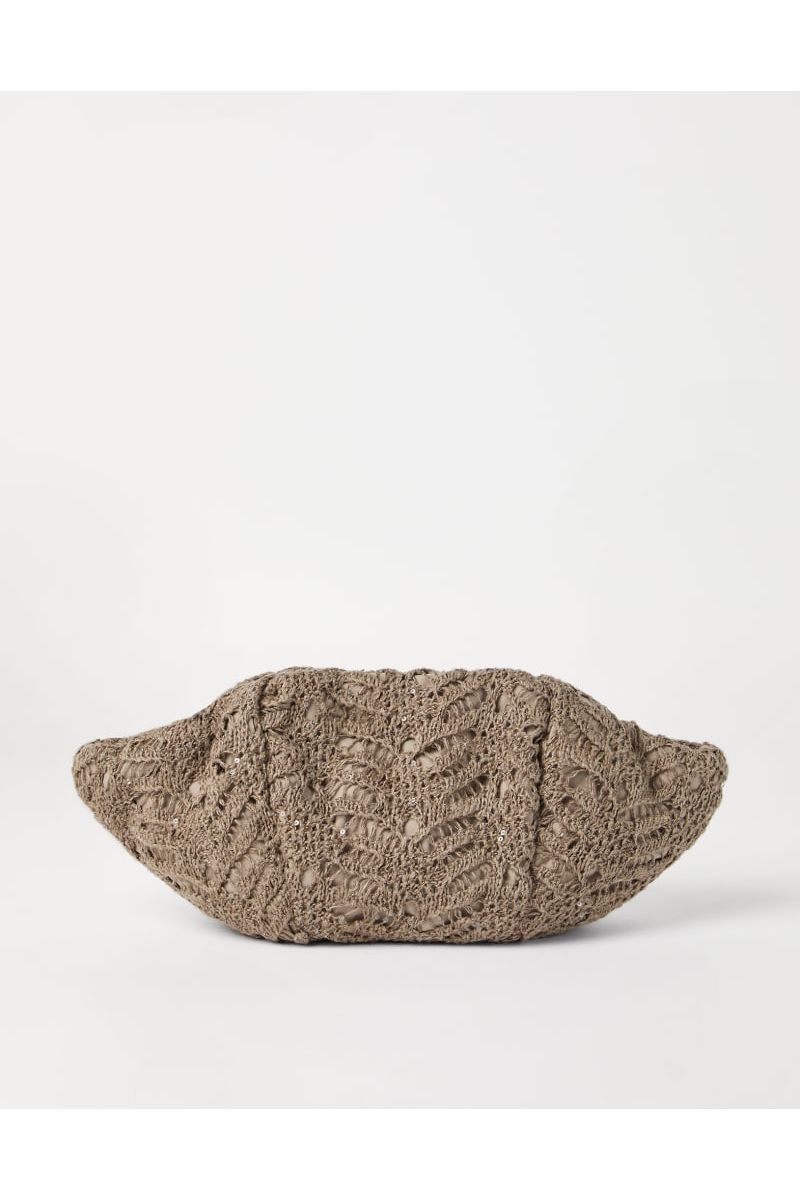 Women's Taupe Leather Woven Bag