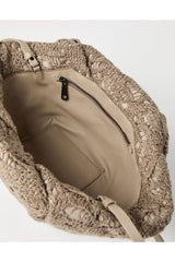 Women's Taupe Leather Woven Bag