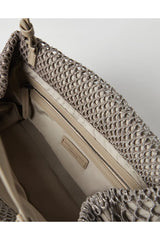 Women's Beige Netted Clutch Bag