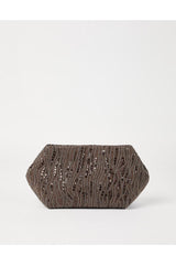 Women's Brown Cotton Linen Clutch