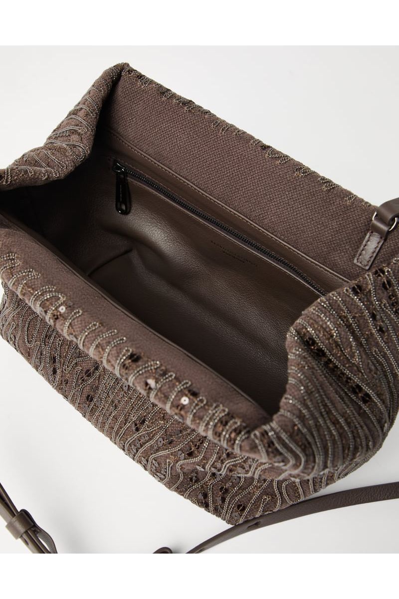 Women's Brown Cotton Linen Clutch
