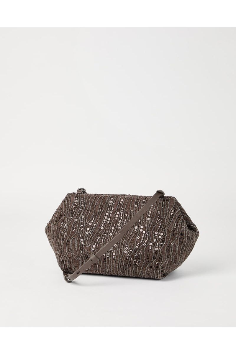 Women's Brown Cotton Linen Clutch