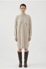 Women's Light Beige Wool Sweater Dress