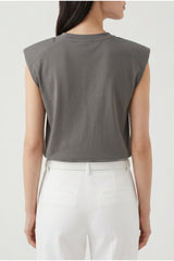 Women's Dark Grey Sleeveless Shirt