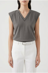 Women's Dark Grey Sleeveless Shirt