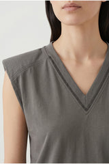 Women's Dark Grey Sleeveless Shirt