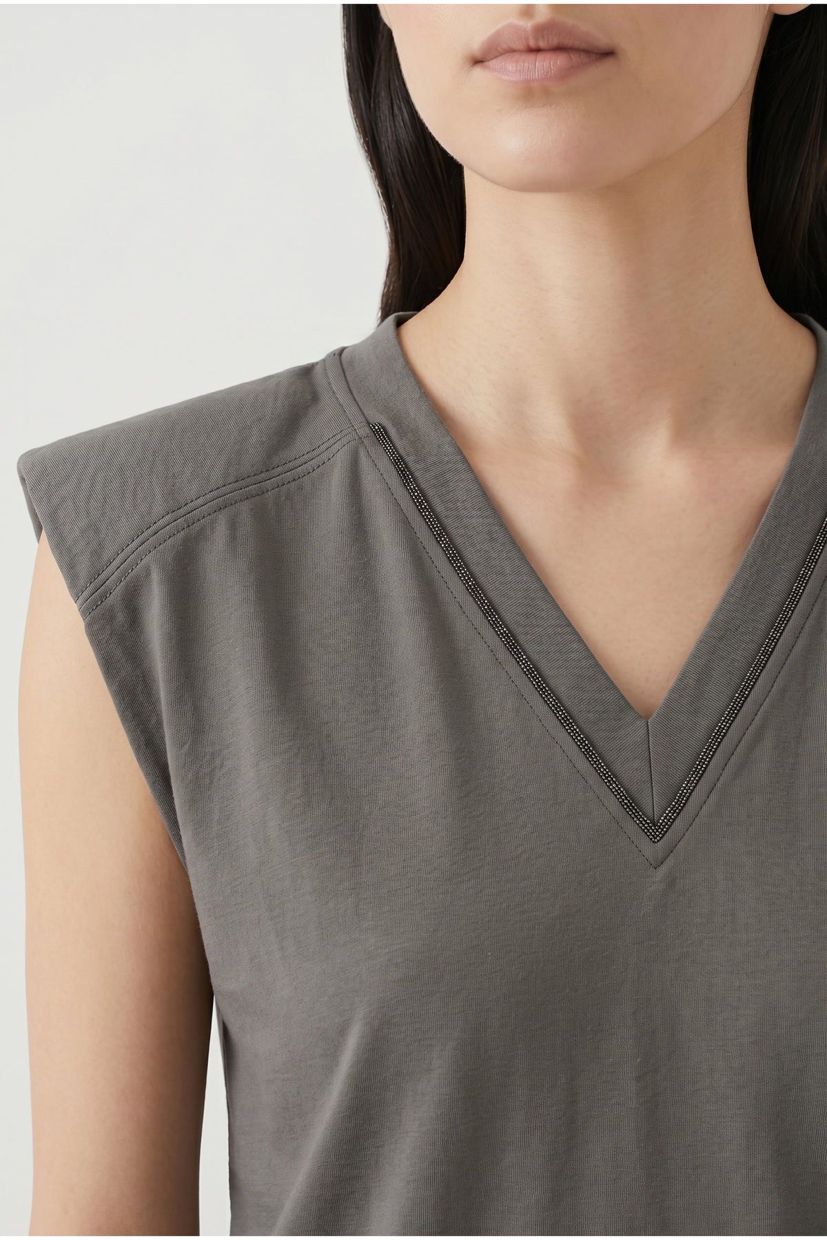 Women's Dark Grey Sleeveless Shirt