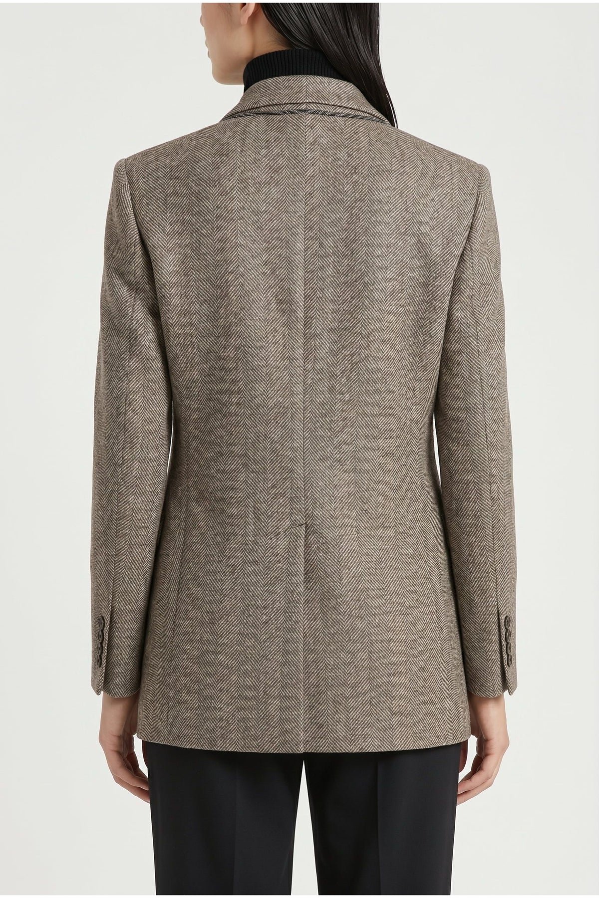 Women's Brown Tailored Herringbone Blazer