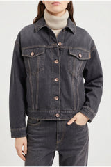 Women's Black Denim Boxy Jacket