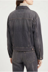 Women's Black Denim Boxy Jacket
