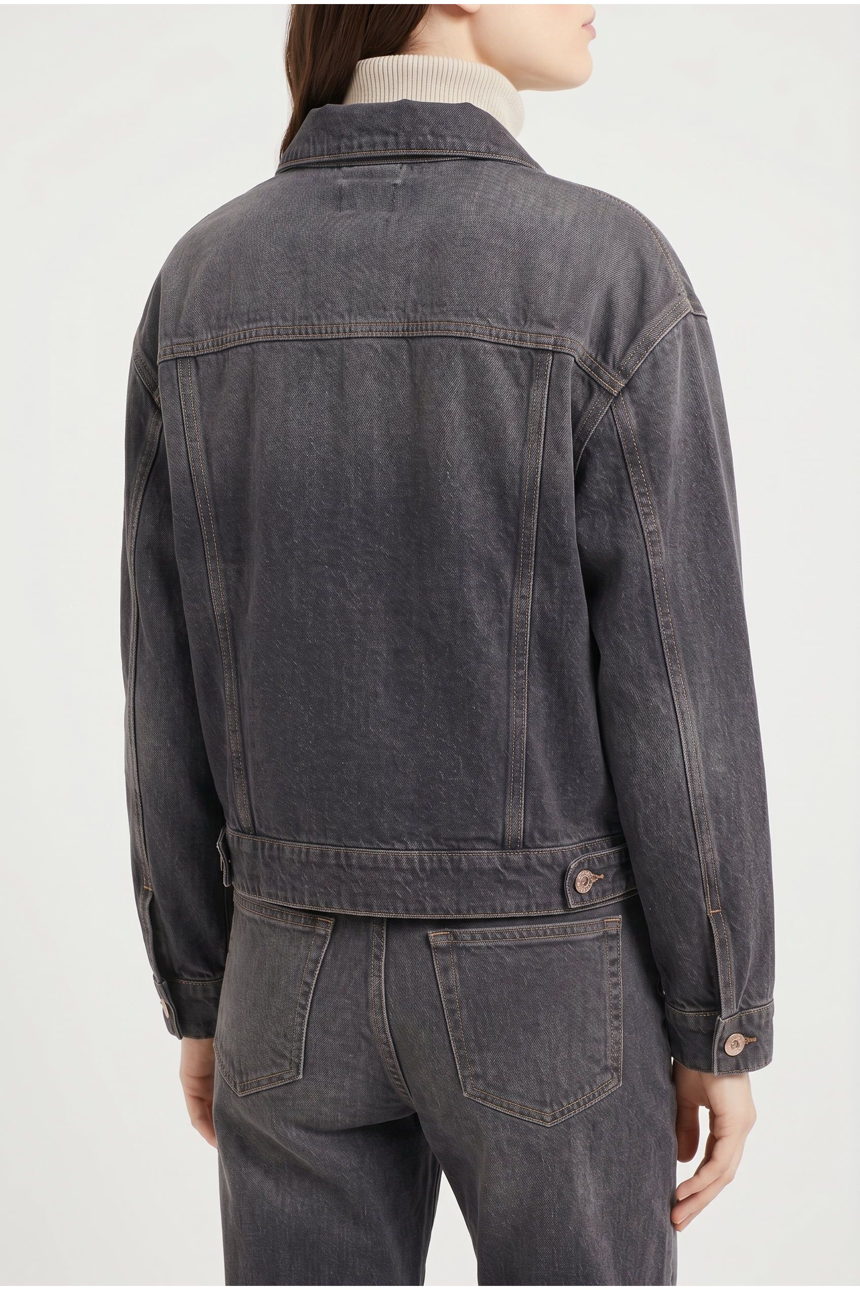 Women's Black Denim Boxy Jacket