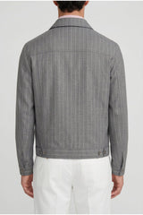 Brunello Cucinelli Men's Grey Wool Striped Jacket