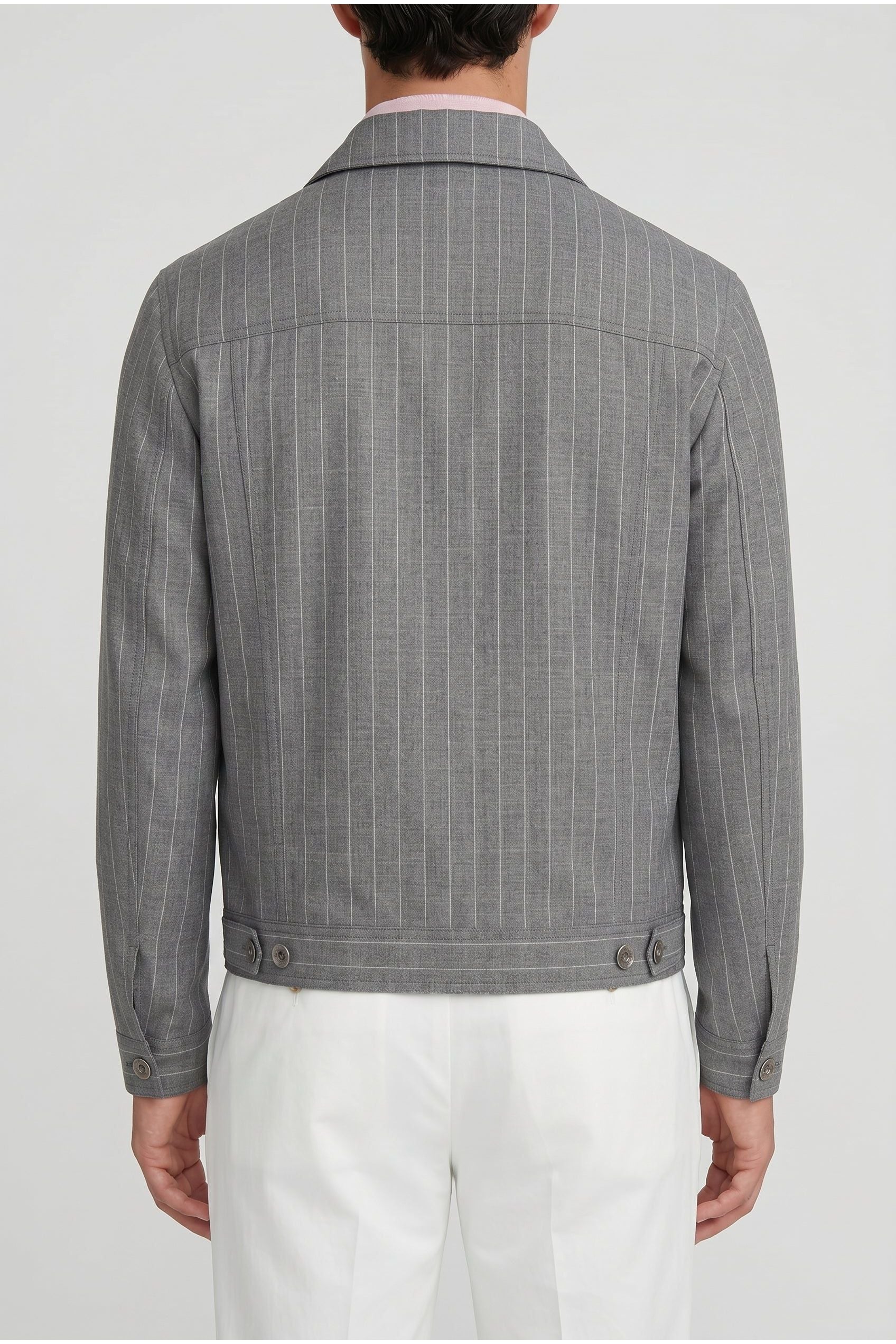 Brunello Cucinelli Men's Grey Wool Striped Jacket