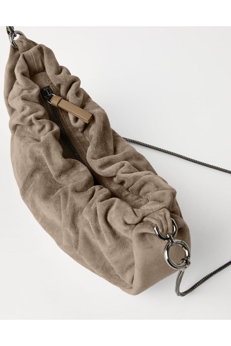 Women's Light Brown Suede Shoulder Bag
