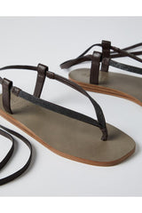 Brunello Cucinelli Women's Dark Brown Leather Thong Sandals
