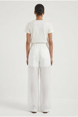 Brunello Cucinelli Women's White Wide Leg Cotton Trousers