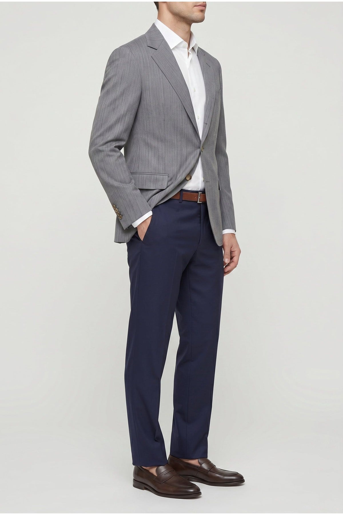 Brunello Cucinelli Men's Grey Wool Tailored Blazer