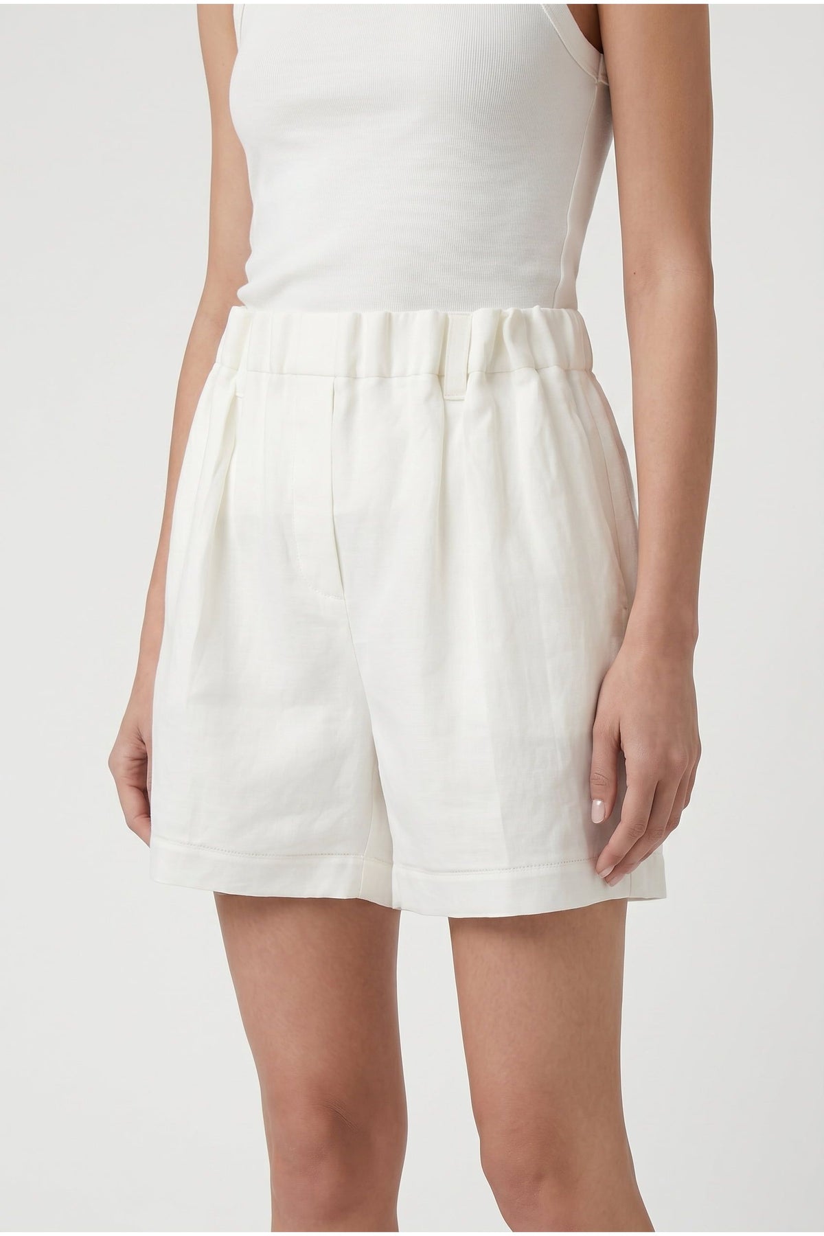 Women's White Relaxed Cotton Shorts