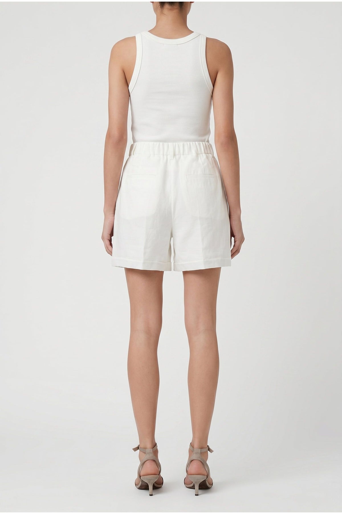 Women's White Relaxed Cotton Shorts