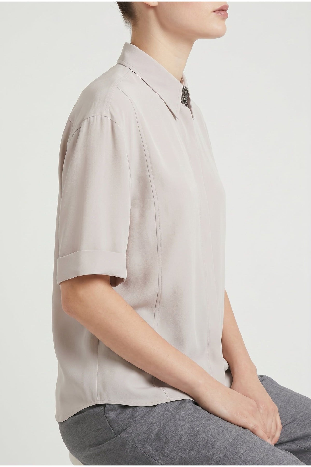 Women's Light Pink Silk Oversized Shirt
