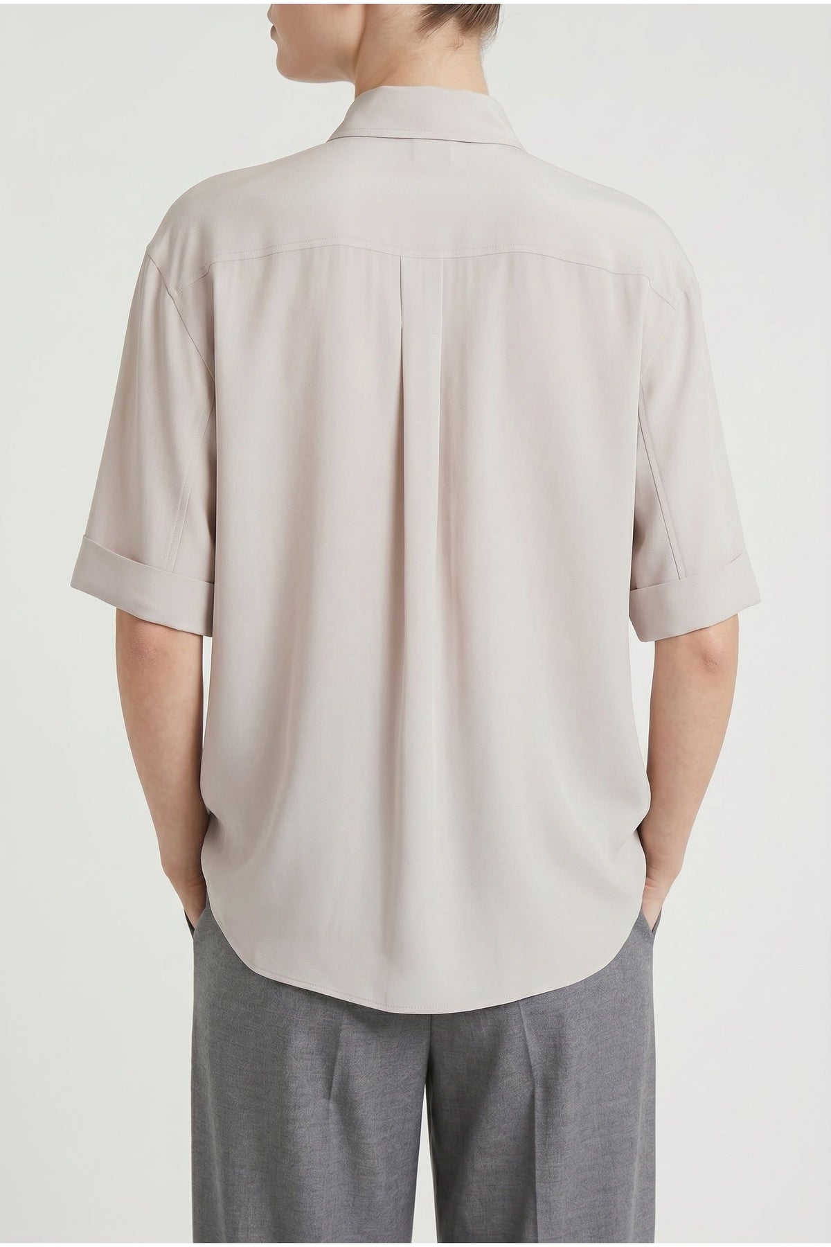 Women's Light Pink Silk Oversized Shirt