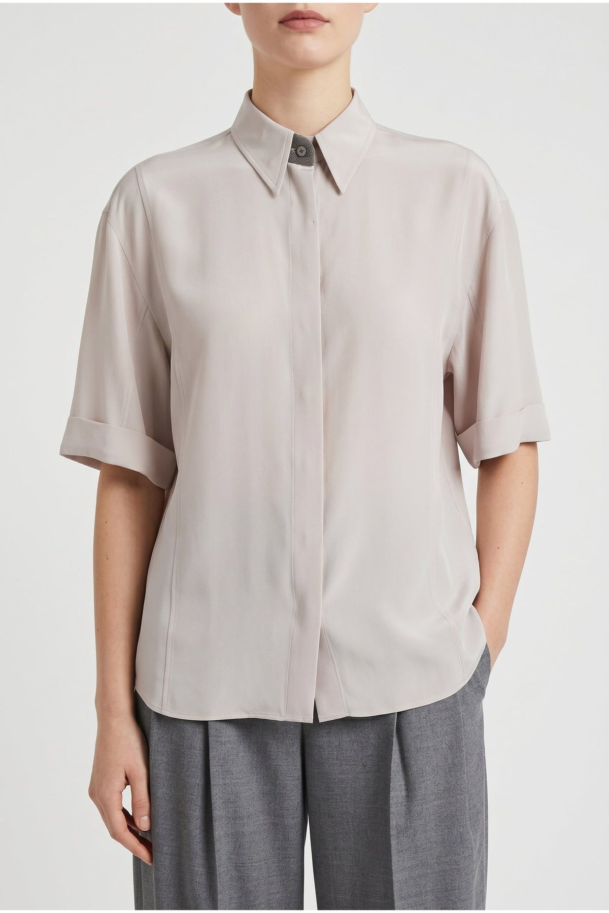 Women's Light Pink Silk Oversized Shirt