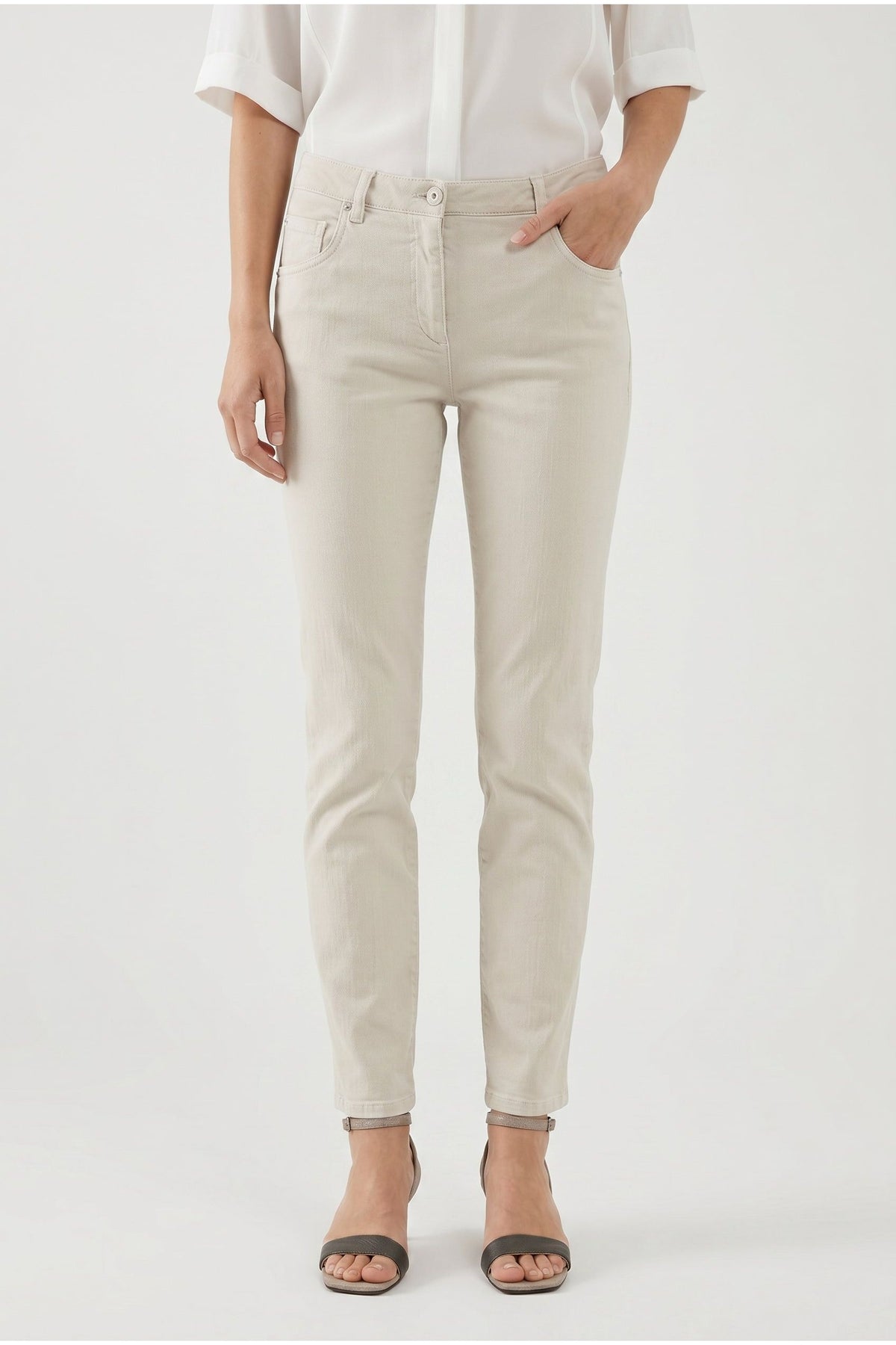 Women's Light Beige Slim Trousers