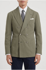 Men's Olive Cotton Double Breasted Blazer