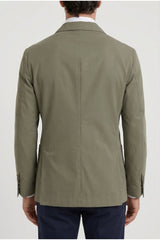 Men's Olive Cotton Double Breasted Blazer