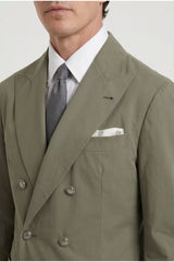 Men's Olive Cotton Double Breasted Blazer