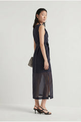 Women's Navy Sleeveless Wrap Dress